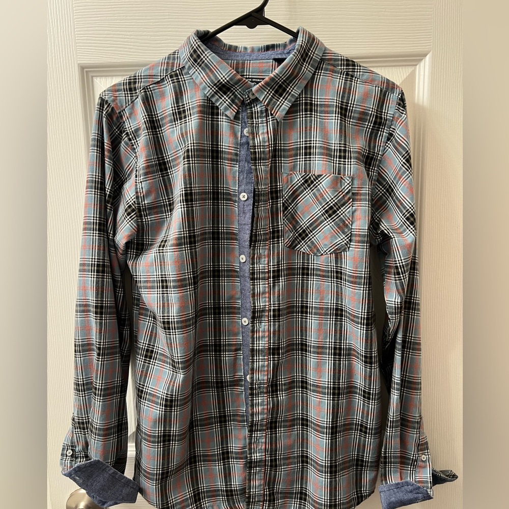 Ben Sherman Blue Plaid Shirt Boys XL 18